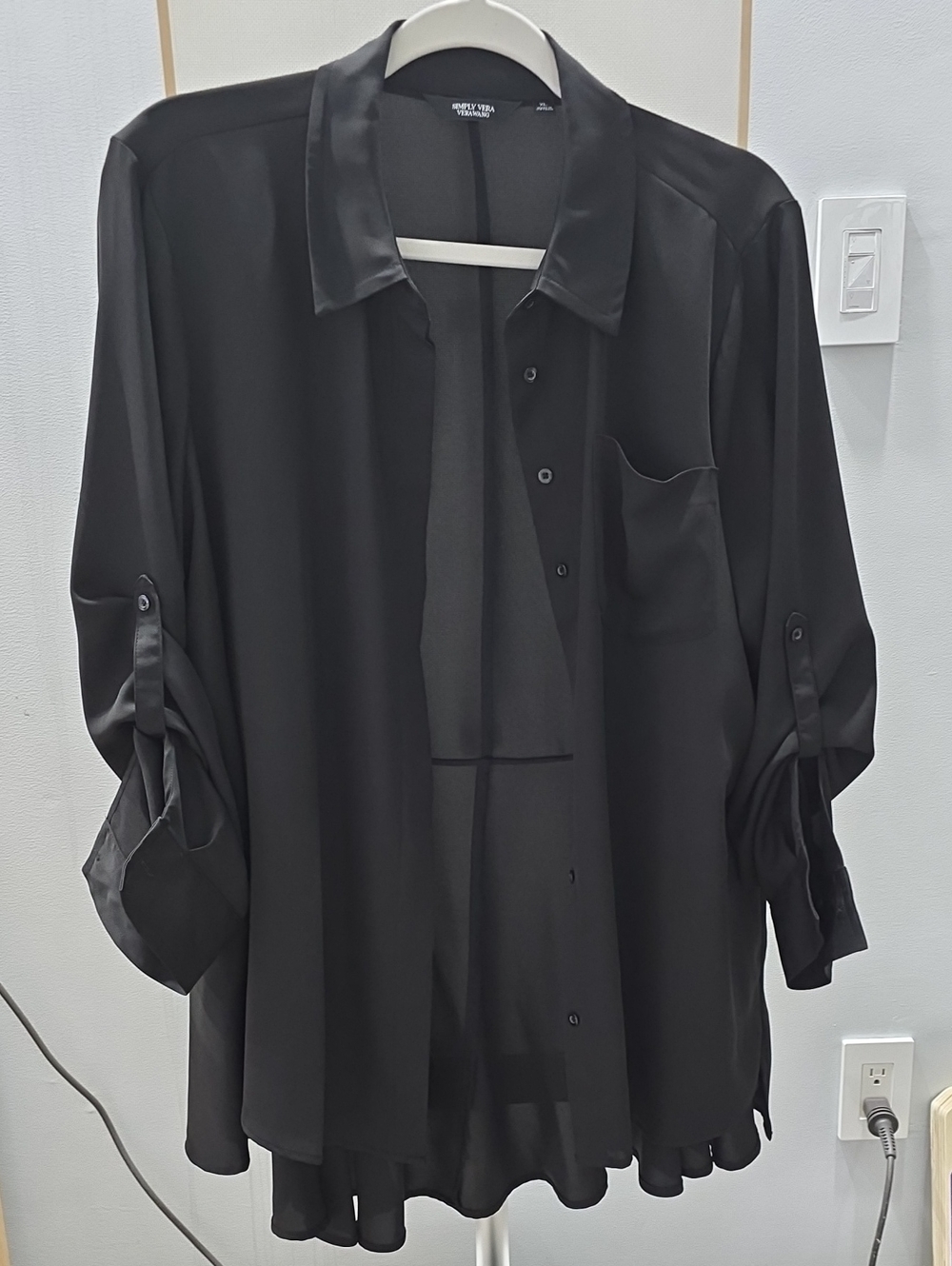 Simply Vera Vera Wang Black Sheer Button-Down Blouse